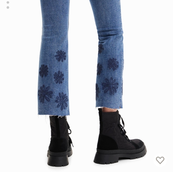 Desigual NWT Flared Floral Cala Cropped Jeans Boho 4 - Picture 4 of 9